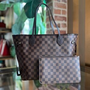 LOUIS VUITTON Neverfull MM Damier Ebene Canvas Tote